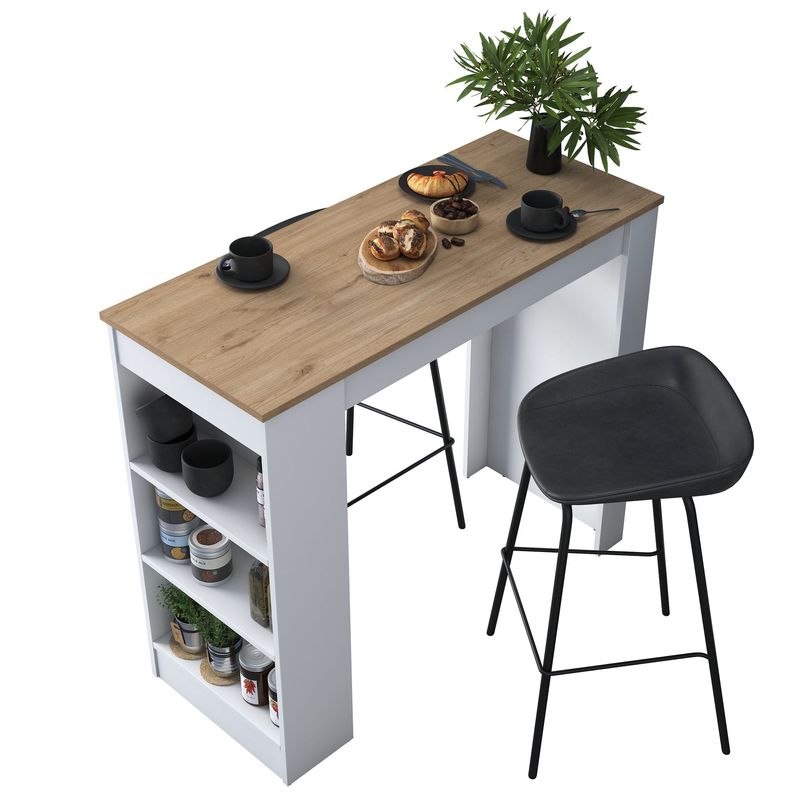 Casa si Gradina - Mobilier - Mese si birouri - Mese bucatarie si dining - Masa de bucatarie, Hanah Home, PAL melaminat, nuc alb, 120x50x100 cm - Infinity.ro