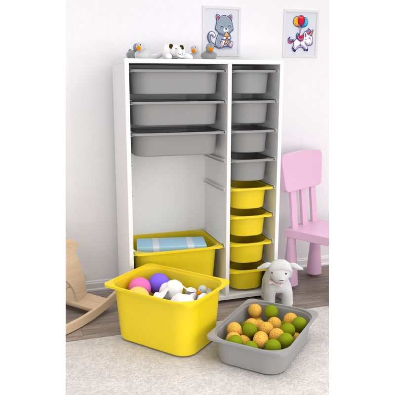 Casa si Gradina - Mobilier - Organizare si depozitare - Recipiente depozitare - Dulap multifunctional, Hanah Home, pal melaminat, alb gri galben, 69.5x30x109 cm - Infinity.ro
