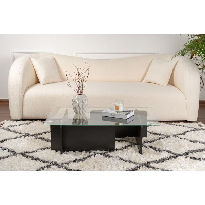 Casa si Gradina - Mobilier - Mese si birouri - Masute de cafea - Masuta de cafea, Hanah Home, sticla calita si pal melaminat, lemn negru, 105x65x30 cm - Infinity.ro