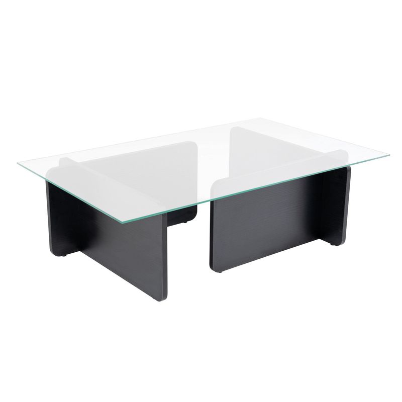 Casa si Gradina - Mobilier - Mese si birouri - Masute de cafea - Masuta de cafea, Hanah Home, sticla calita si pal melaminat, lemn negru, 105x65x30 cm - Infinity.ro