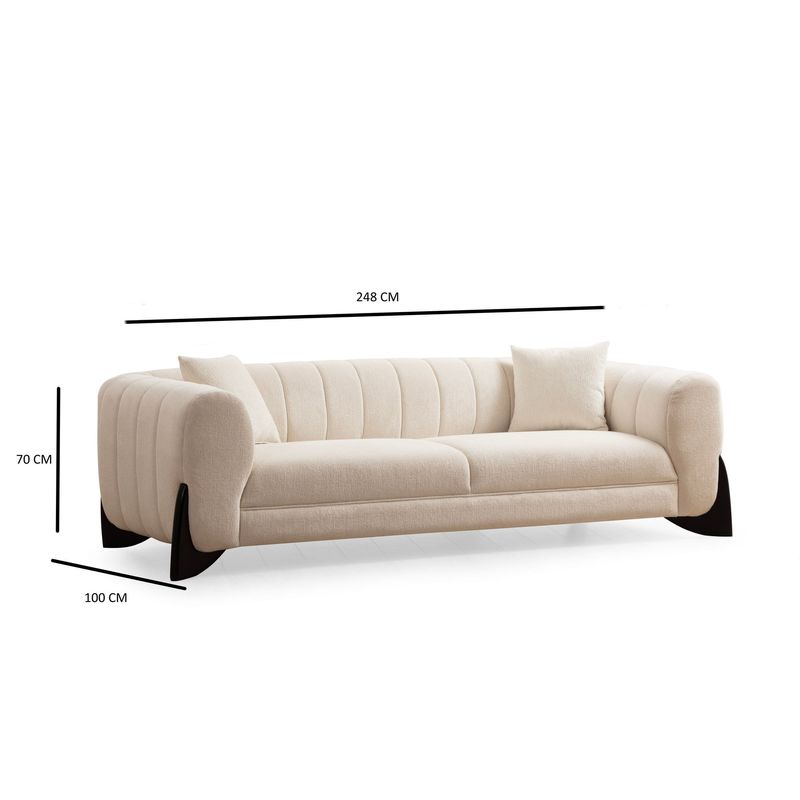 Casa si Gradina - Mobilier - Canapele si coltare - Canapele - Canapea 3 locuri, Hanah Home, lemn fag si pal, alb, 248x100x70 cm - Infinity.ro