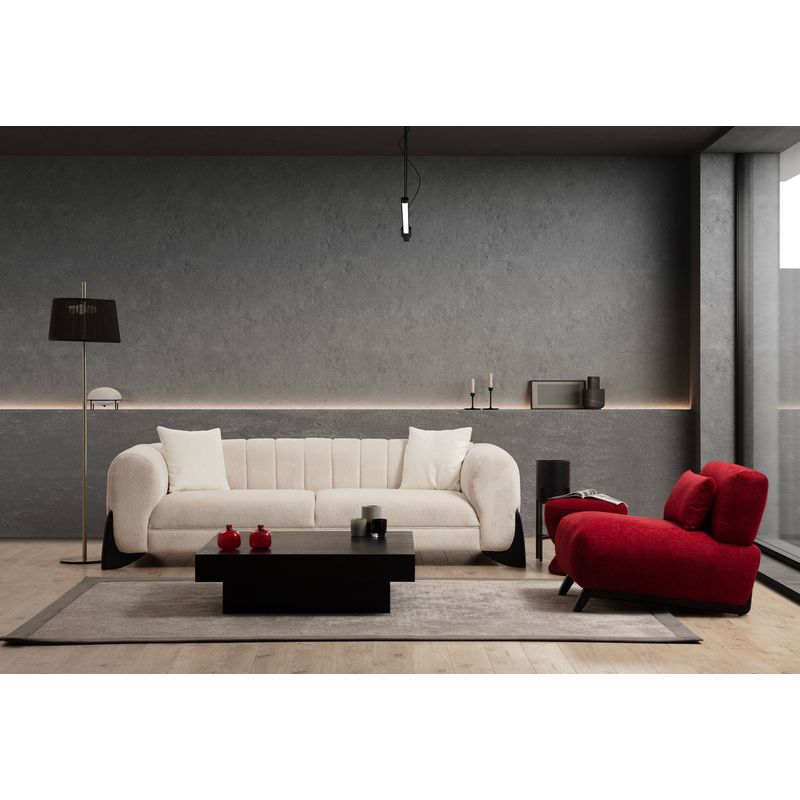 Casa si Gradina - Mobilier - Canapele si coltare - Canapele - Canapea 3 locuri, Hanah Home, lemn fag si pal, alb, 248x100x70 cm - Infinity.ro