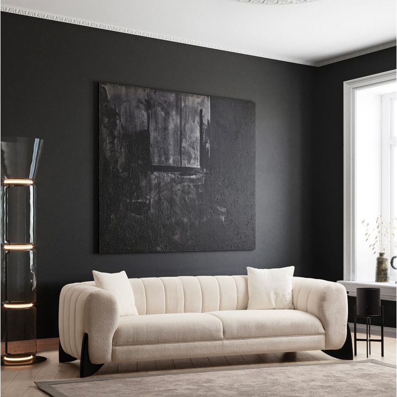 Casa si Gradina - Mobilier - Canapele si coltare - Canapele - Canapea 3 locuri, Hanah Home, lemn fag si pal, alb, 248x100x70 cm - Infinity.ro