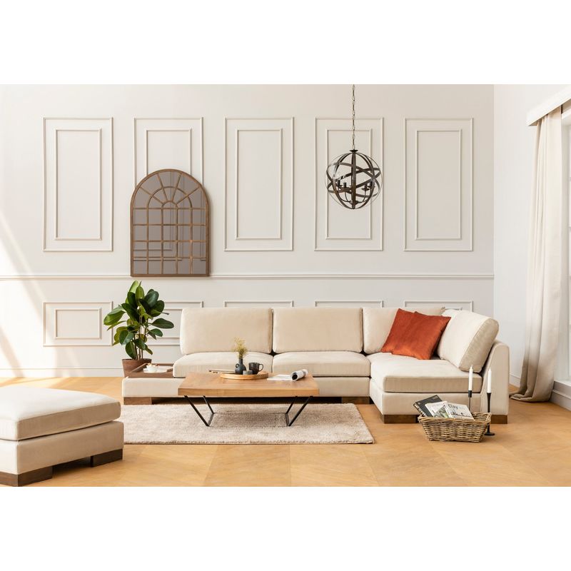 Casa si Gradina - Mobilier - Canapele si coltare - Coltare - Coltar, Hanah Home, cadru lemn fag, bej, 313x193x97 cm - Infinity.ro