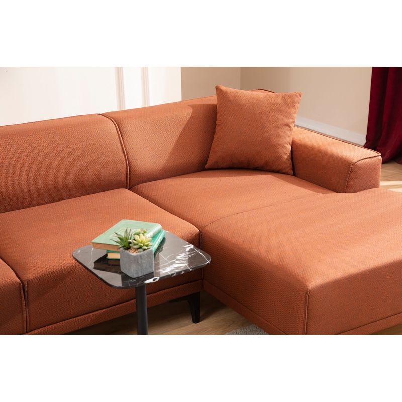Casa si Gradina - Mobilier - Canapele si coltare - Coltare - Coltar, Hanah Home, lemn de fag si pal, portocaliu, 145x250x77 cm, 560ARE1606 - Infinity.ro