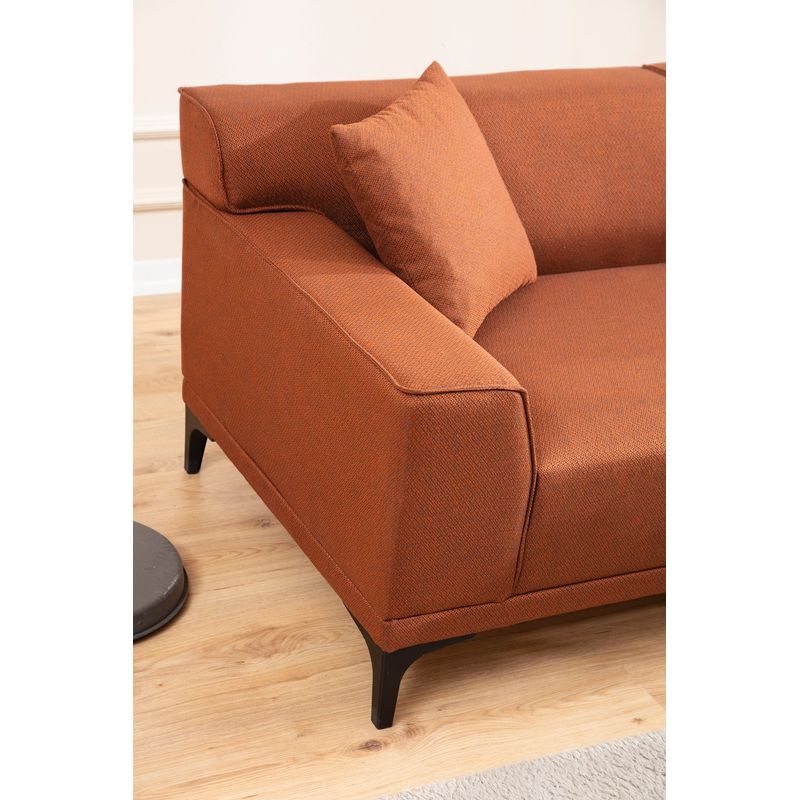 Casa si Gradina - Mobilier - Canapele si coltare - Coltare - Coltar, Hanah Home, lemn de fag si pal, portocaliu, 145x250x77 cm, 560ARE1606 - Infinity.ro