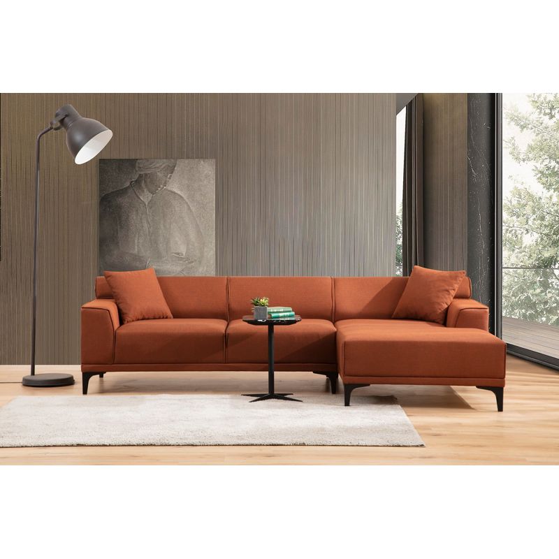 Casa si Gradina - Mobilier - Canapele si coltare - Coltare - Coltar, Hanah Home, lemn de fag si pal, portocaliu, 145x250x77 cm, 560ARE1606 - Infinity.ro
