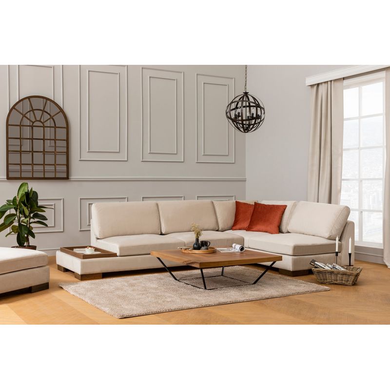 Casa si Gradina - Mobilier - Canapele si coltare - Coltare - Coltar, Hanah Home, cadru lemn fag, bej, 313x193x97 cm - Infinity.ro