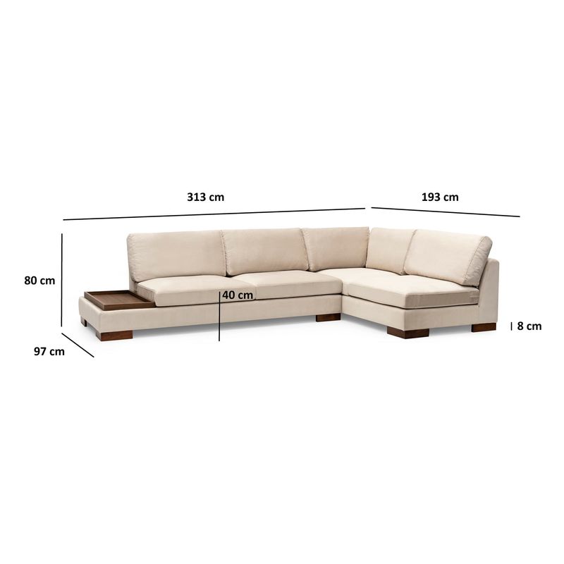 Casa si Gradina - Mobilier - Canapele si coltare - Coltare - Coltar, Hanah Home, cadru lemn fag, bej, 313x193x97 cm - Infinity.ro
