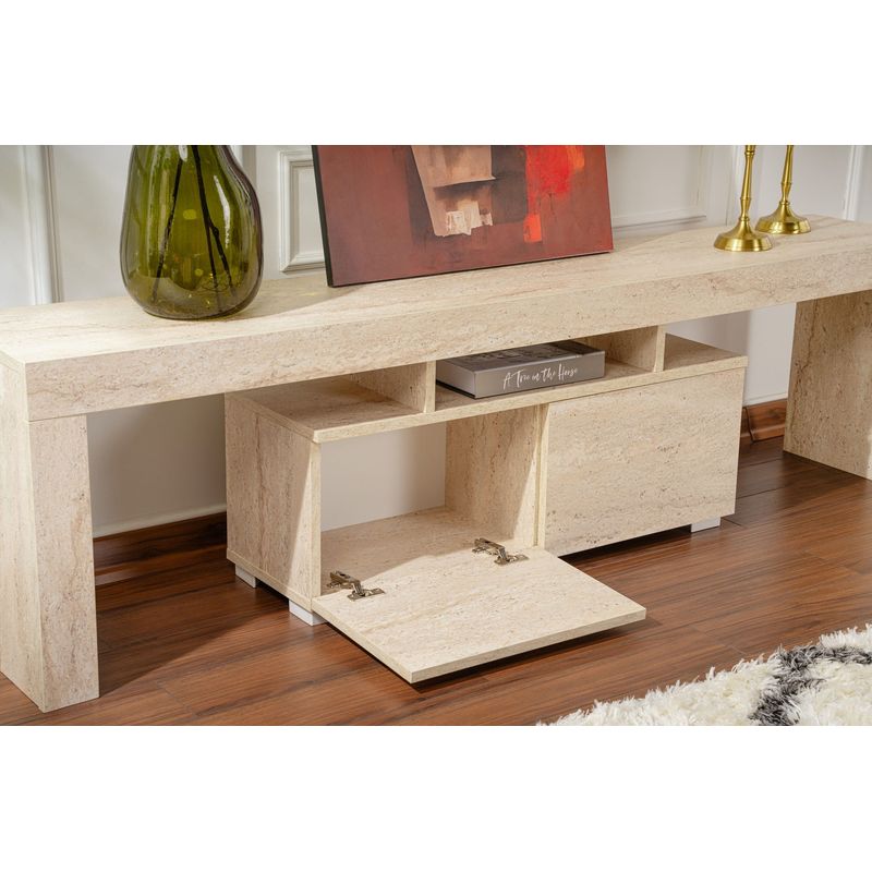Casa si Gradina - Mobilier - Comode si corpuri - Comode - Comoda tv, Hanah Home, pal melaminat, travertin, 180x50x31.3 cm - Infinity.ro