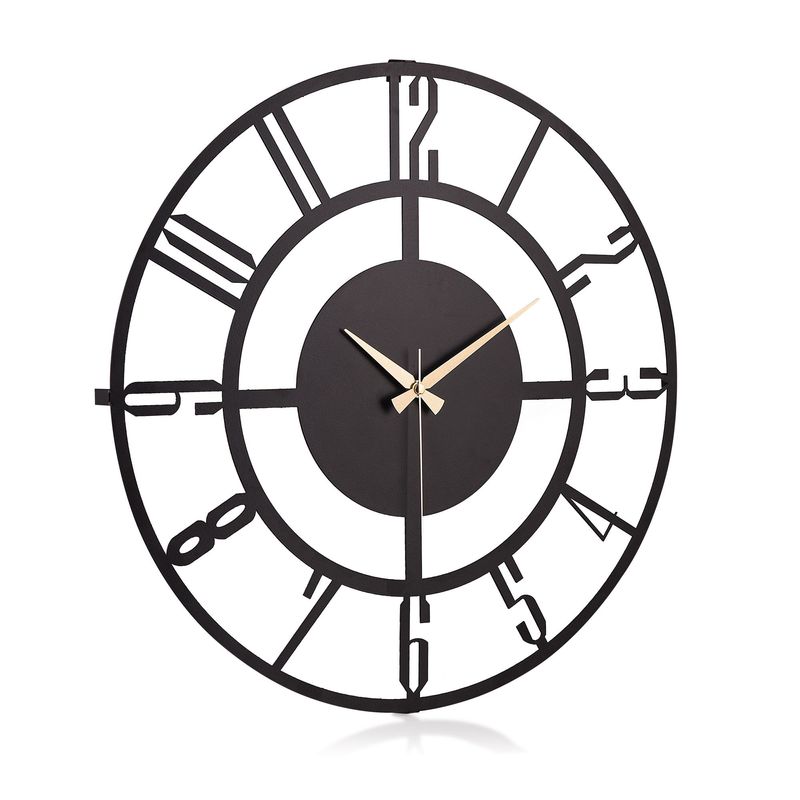 Casa si Gradina - Decoratiuni - Ceasuri - Ceas de perete decorativ, Wallxpert, metal, negru, 50x50 cm, 902LMN1155 - Infinity.ro