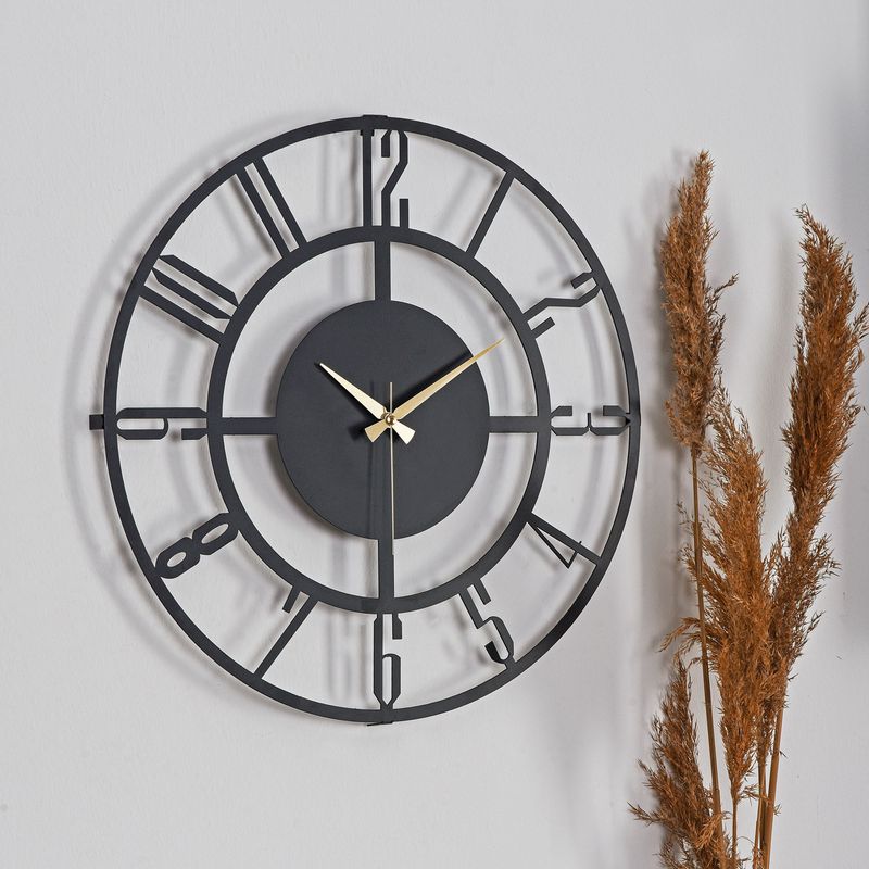 Casa si Gradina - Decoratiuni - Ceasuri - Ceas de perete decorativ, Wallxpert, metal, negru, 50x50 cm, 902LMN1155 - Infinity.ro