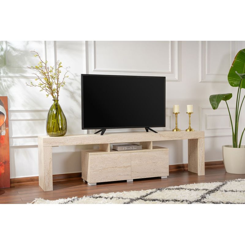 Casa si Gradina - Mobilier - Comode si corpuri - Comode - Comoda tv, Hanah Home, pal melaminat, travertin, 180x50x31.3 cm - Infinity.ro
