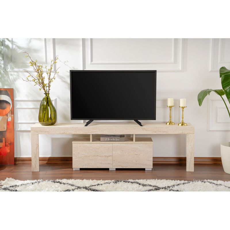Casa si Gradina - Mobilier - Comode si corpuri - Comode - Comoda tv, Hanah Home, pal melaminat, travertin, 180x50x31.3 cm - Infinity.ro