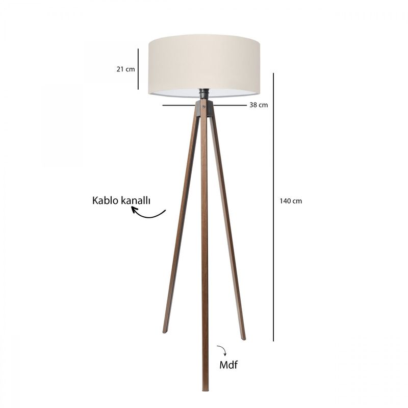 Casa si Gradina - Corpuri si surse de iluminat - Veioze si lampi - Lampadare - Lampadar, Opviq, material textil, crem, 200 cm - Infinity.ro