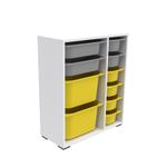 Casa si Gradina - Mobilier - Organizare si depozitare - Recipiente depozitare - Dulap multifunctional, Hanah Home, pal melaminat, alb gri galben, 69.5x30x83 cm - Infinity.ro
