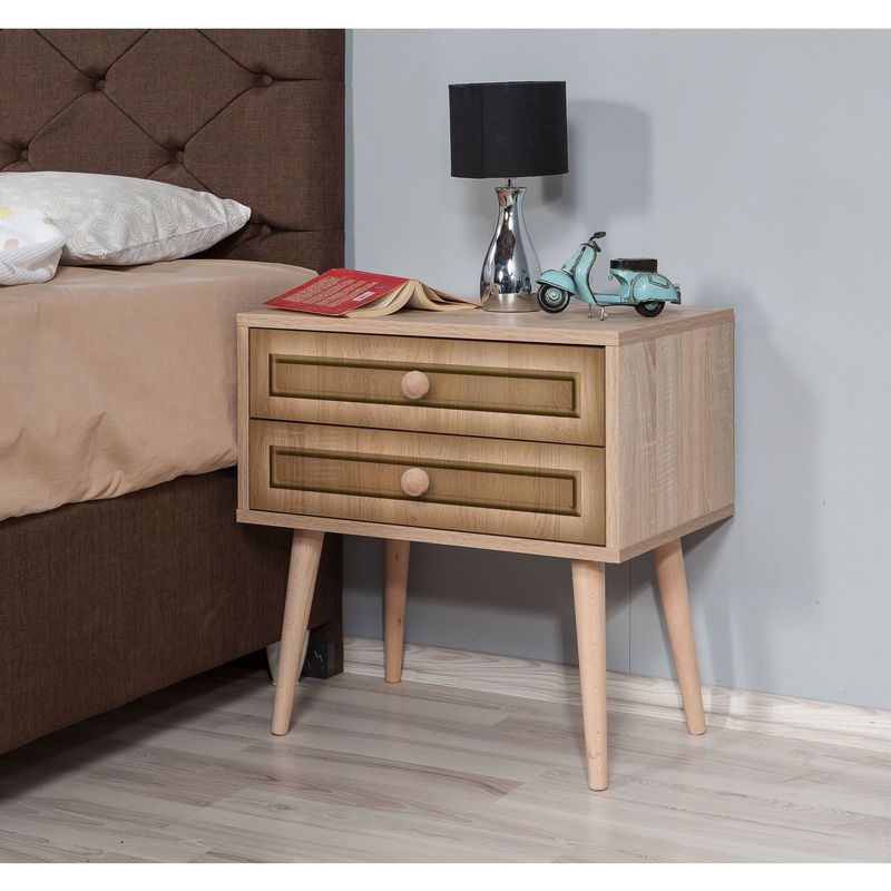 Casa si Gradina - Mobilier - Comode si corpuri - Noptiere - Noptiera, Hanah Home, pal melaminat, stejar sonoma, 60x40x61 cm, 863SPH3503 - Infinity.ro