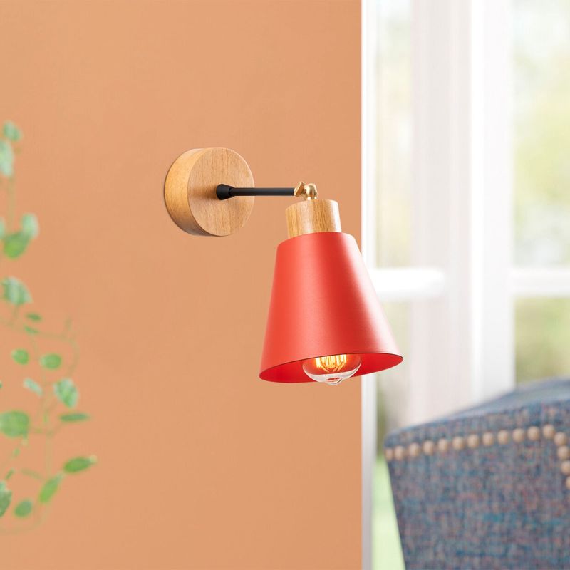 Casa si Gradina - Corpuri si surse de iluminat - Plafoniere, aplice si spoturi - Aplica de perete, Opviq, metal si lemn, rosu, 14x25 cm - Infinity.ro