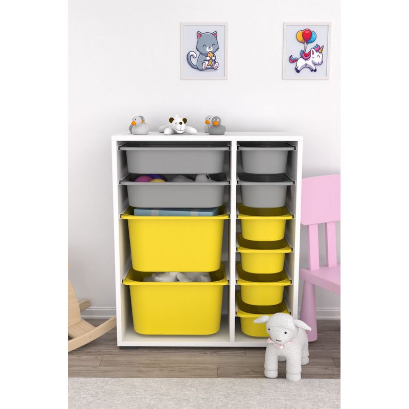 Casa si Gradina - Mobilier - Organizare si depozitare - Recipiente depozitare - Dulap multifunctional, Hanah Home, pal melaminat, alb gri galben, 69.5x30x83 cm - Infinity.ro