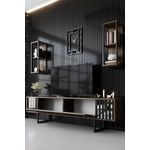 Casa si Gradina - Mobilier - Comode si corpuri - Comode - Comoda tv, Hanah Home, pal melaminat, nuc si negru, 180x30x48 cm, 618BLY1144 - Infinity.ro