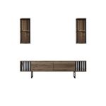 Casa si Gradina - Mobilier - Comode si corpuri - Comode - Comoda tv, Hanah Home, pal melaminat, nuc si negru, 180x30x48 cm, 618BLY1144 - Infinity.ro