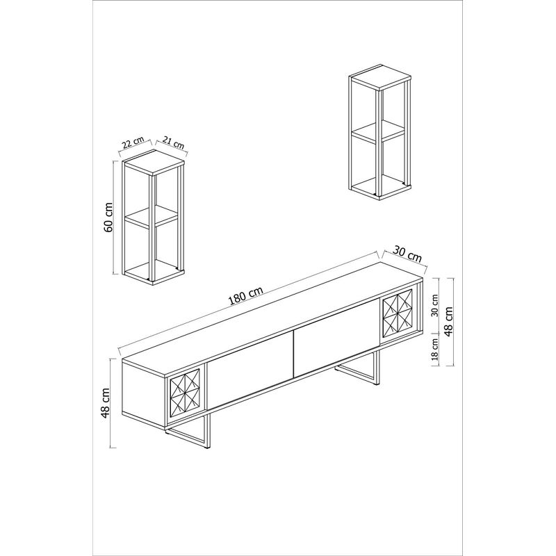 Casa si Gradina - Mobilier - Comode si corpuri - Comode - Comoda tv, Hanah Home, pal melaminat, nuc si negru, 180x30x48 cm, 618BLY1144 - Infinity.ro