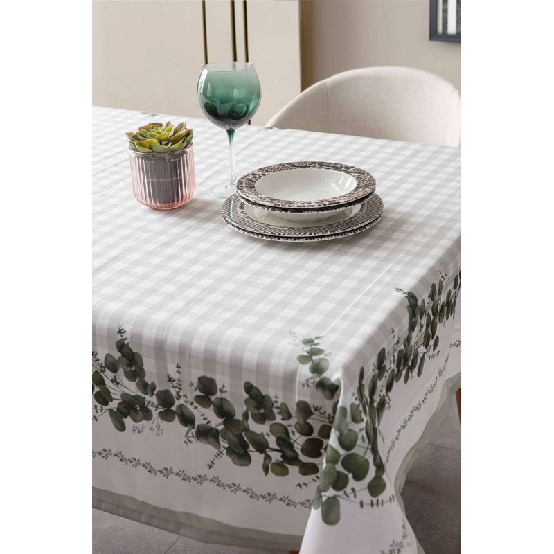 Casa si Gradina - Textile si covoare - Textile bucatarie - Fete de masa - Fata de masa, Hermia, verde si alb, 150x250 cm, 100% bumbac - Infinity.ro