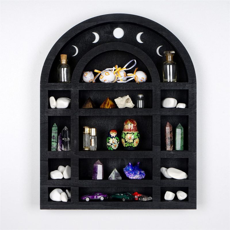 Casa si Gradina - Mobilier - Biblioteci si rafturi - Etajere - Etajera decorativa, Wallxpert, lemn, negru, 38x6x48 cm - Infinity.ro