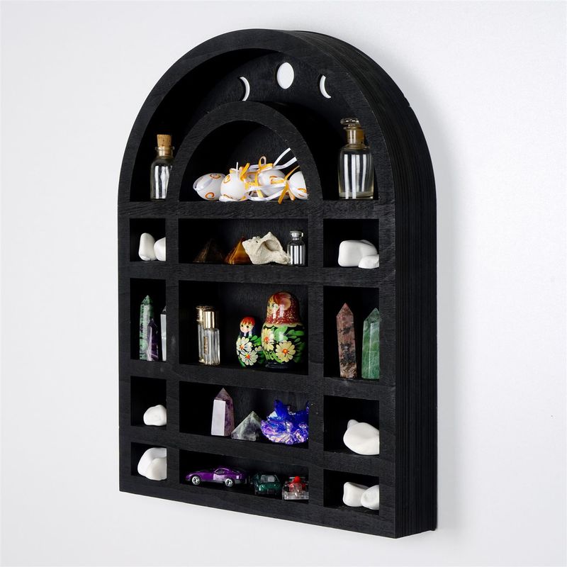 Casa si Gradina - Mobilier - Biblioteci si rafturi - Etajere - Etajera decorativa, Wallxpert, lemn, negru, 38x6x48 cm - Infinity.ro