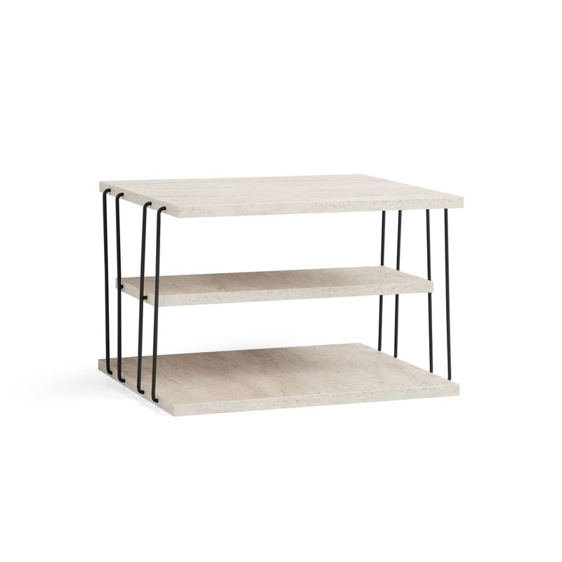 Casa si Gradina - Mobilier - Mese si birouri - Mese living - Masa laterala, Hanah Home, panou din particule melaminat, travertin negru, 50x40x33 cm - Infinity.ro