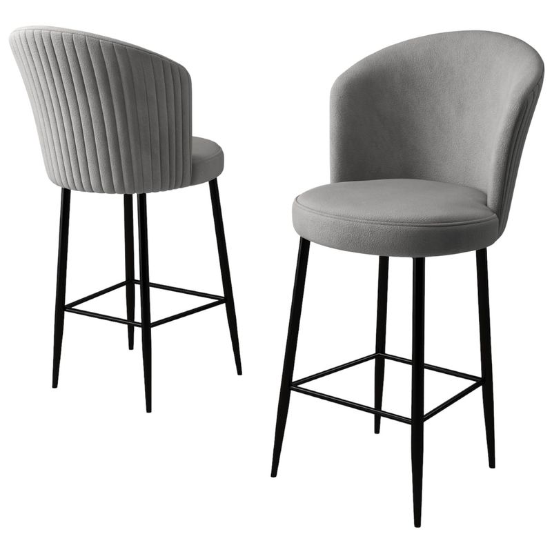 Casa si Gradina - Mobilier - Scaune si fotolii - Tabureti - Set taburete bar, Hanah Home, metal, gri si negru, 46x40x102 cm - Infinity.ro