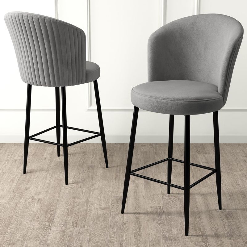 Casa si Gradina - Mobilier - Scaune si fotolii - Tabureti - Set taburete bar, Hanah Home, metal, gri si negru, 46x40x102 cm - Infinity.ro
