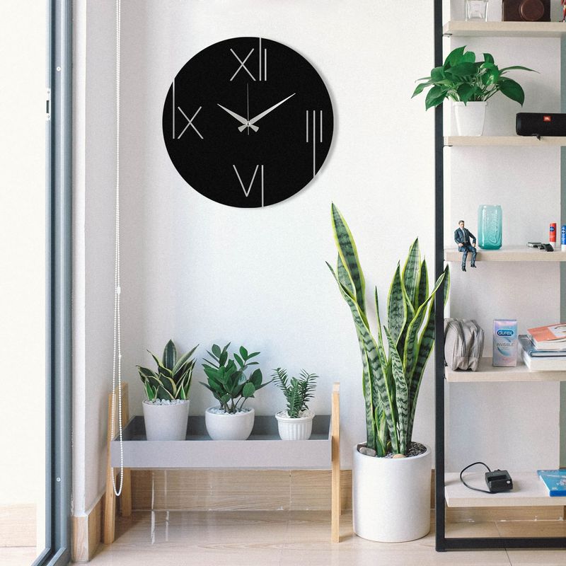 Casa si Gradina - Decoratiuni - Ceasuri - Ceas de perete decorativ, Wallxpert, metal, negru, 48x48 cm, 279ENZ1831 - Infinity.ro