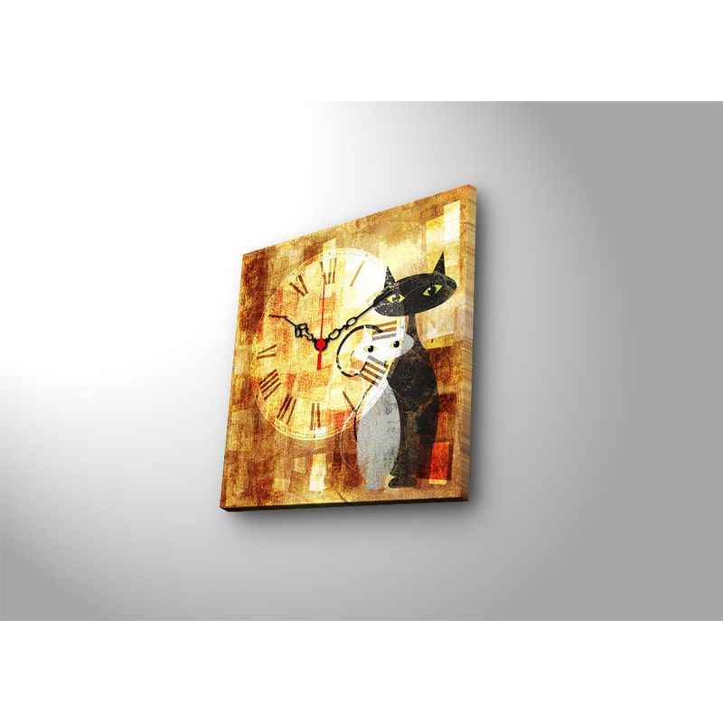 Casa si Gradina - Decoratiuni - Ceasuri - Ceas de perete decorativ, Wallxpert, panza piele de caprioara, multicolor, 28x28 cm, rama lemn - Infinity.ro