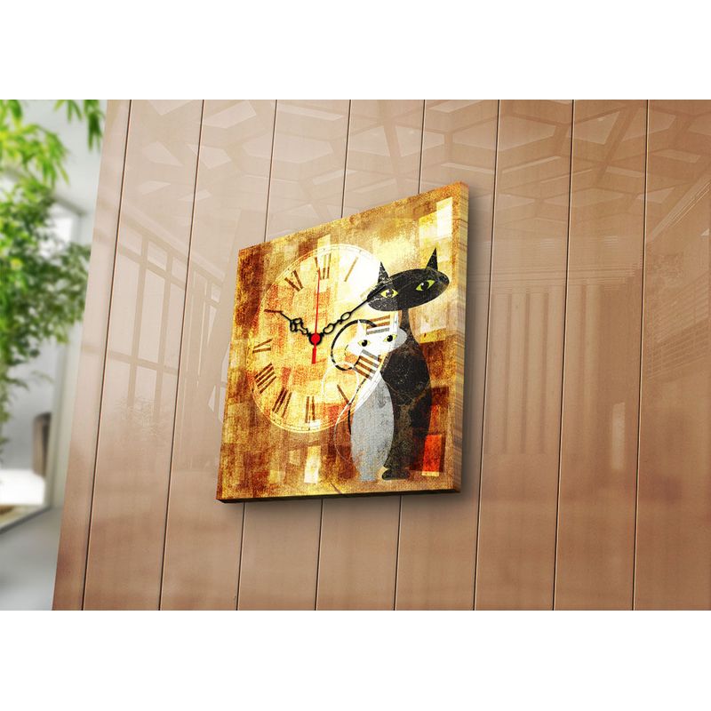 Casa si Gradina - Decoratiuni - Ceasuri - Ceas de perete decorativ, Wallxpert, panza piele de caprioara, multicolor, 28x28 cm, rama lemn - Infinity.ro