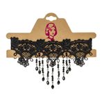 Jucarii, Copii si Bebe - Jucarii si jocuri - Jucarii de rol - Masti si costume copii - Colier Choker Gothic cu Broderie din Dantela si Strass, Negru, Halloween - Infinity.ro