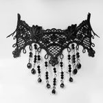 Jucarii, Copii si Bebe - Jucarii si jocuri - Jucarii de rol - Masti si costume copii - Colier Choker Gothic cu Broderie din Dantela si Strass, Negru, Halloween - Infinity.ro
