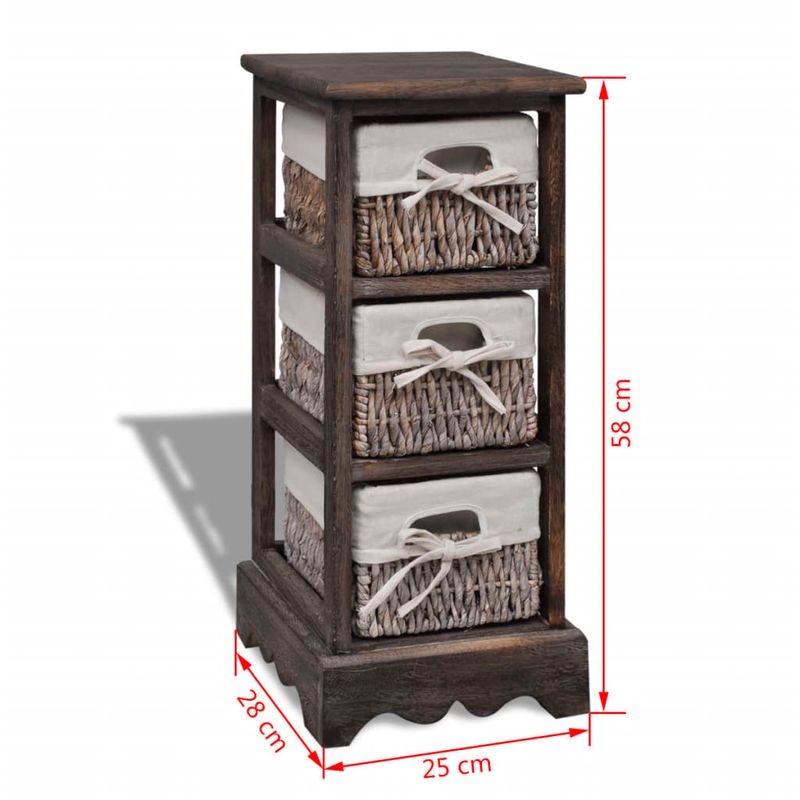 Casa si Gradina - Mobilier - Dulapuri si sifoniere - Dulapuri - Dulap de depozitare din lemn, 3 cosuri impletite, maro - Infinity.ro