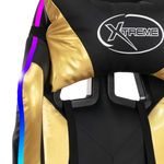 PC, gaming si accesorii - Gaming - Accesorii gaming - Scaune gaming - Scaun de jocuri cu LED RGB, auriu si negru, piele ecologica - Infinity.ro