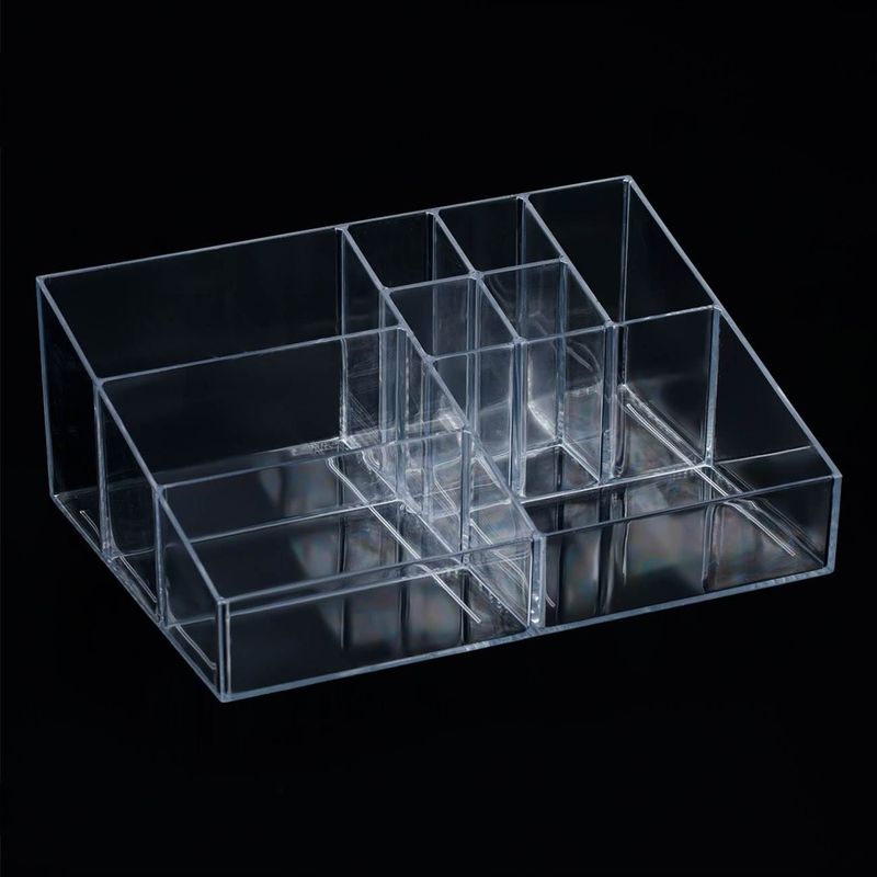 Ingrijire personala si Cosmetice - Machiaj - Portfarduri si genti cosmetice - Suport acrilic cosmetice, 9 compartimente, transparent, dimensiuni 25 x 19 x 9cm - Infinity.ro