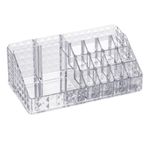 Ingrijire personala si Cosmetice - Machiaj - Portfarduri si genti cosmetice - Suport acrilic cosmetice, model diamant, 16 compartimente, transparent, 21.5 x 12 x 8 cm - Infinity.ro