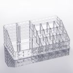 Ingrijire personala si Cosmetice - Machiaj - Portfarduri si genti cosmetice - Suport acrilic cosmetice, model diamant, 16 compartimente, transparent, 21.5 x 12 x 8 cm - Infinity.ro