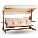 Casa si Gradina - Gradina si terasa - Balansoare si hamace - Balansoare - Balansoar de gradina, Hanah Home, lemn iroko, natural bej, 260x200x195 cm - Infinity.ro