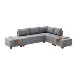Casa si Gradina - Mobilier - Canapele si coltare - Coltare - Coltar extensibil, Hanah Home, lemn si panouri din fibre, gri, 210x280x70 cm - Infinity.ro