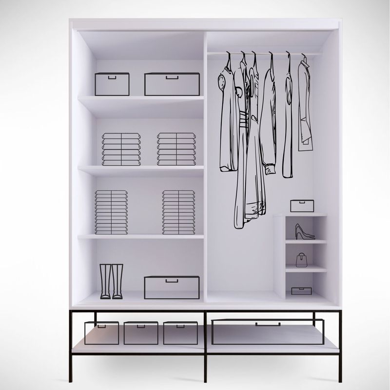 Casa si Gradina - Mobilier - Dulapuri si sifoniere - Sifoniere - Sifonier, Hanah Home, pal melaminat, alb negru auriu, 150x57x200 cm - Infinity.ro