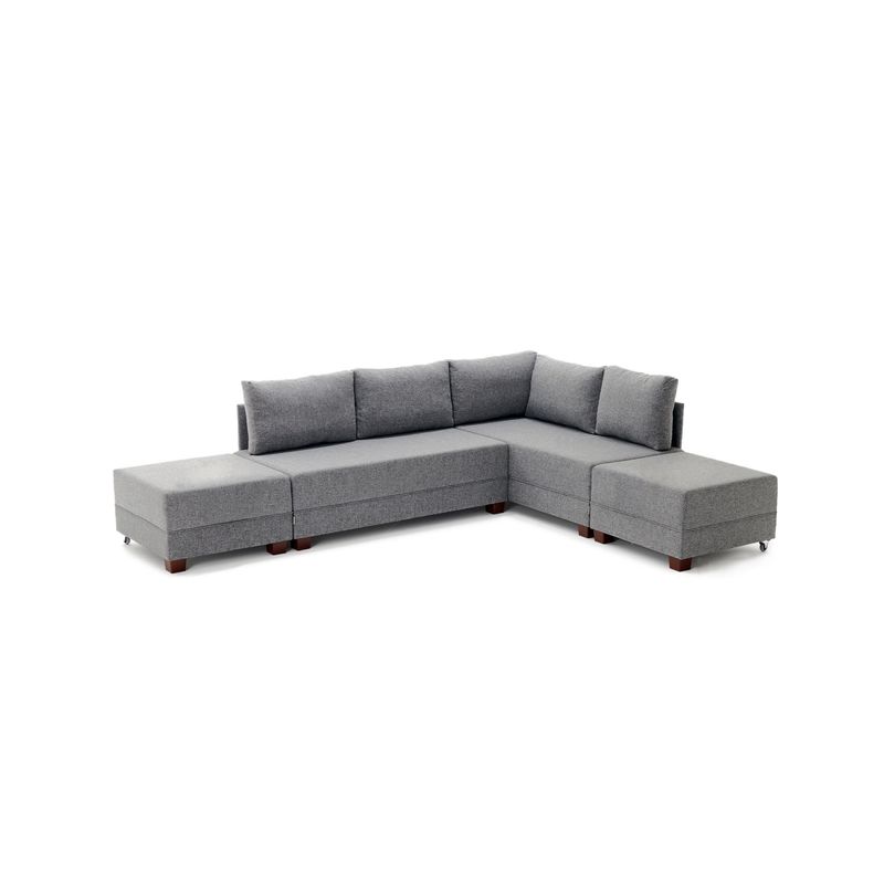 Casa si Gradina - Mobilier - Canapele si coltare - Coltare - Coltar extensibil, Hanah Home, lemn si panouri din fibre, gri, 210x280x70 cm - Infinity.ro