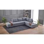 Casa si Gradina - Mobilier - Canapele si coltare - Coltare - Coltar extensibil, Hanah Home, lemn si panouri din fibre, gri, 210x280x70 cm - Infinity.ro