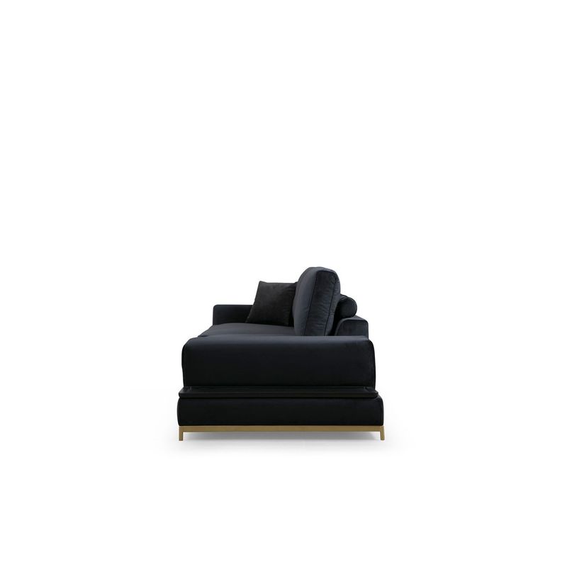 Casa si Gradina - Mobilier - Canapele si coltare - Canapele - Canapea 4 locuri, Hanah Home, lemn fag si pal, negru auriu, 320x102x84 cm - Infinity.ro