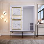 Casa si Gradina - Mobilier - Dulapuri si sifoniere - Sifoniere - Sifonier, Hanah Home, pal melaminat, alb negru auriu, 150x57x200 cm - Infinity.ro