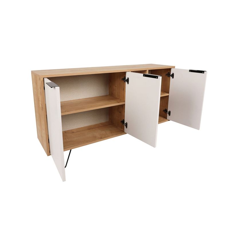 Casa si Gradina - Mobilier - Comode si corpuri - Console - Consola, Hanah Home, pal melaminat, stejar si alb, 142x35,6x83 cm - Infinity.ro